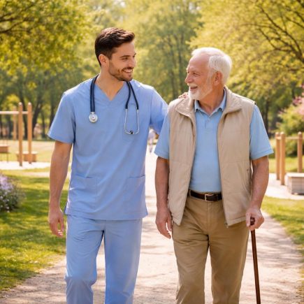 professionnel-sante-senior-parc-verdoyant