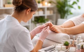 personne-pedicure-equipements-plantes-decorations